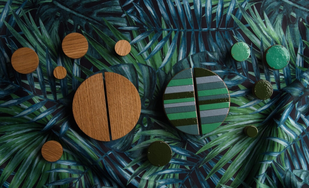 Drewniane uchwyty do mebli, zielone gałki do mebli, Jungle Style - DOT Manufacture