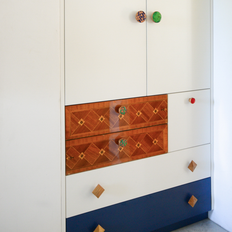 An eclectic wardrobe - PATTERN, MANILA and SIMPLE enameled knobs